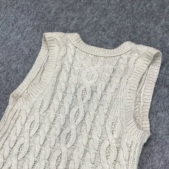 Abercrombie & Fitch Beige WOOL & ALPACA BLEND Sweater Vest Cable Knit - Size L - Picture 4 of 12